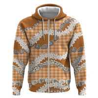 Orange Hawaii Tiare and Shell Lei Zip Hoodie Hawaiian Palaka Luxury Vibes LT14 Zip Hoodie Orange - Polynesian Pride