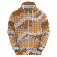Orange Hawaii Tiare and Shell Lei Zip Hoodie Hawaiian Palaka Luxury Vibes LT14 - Polynesian Pride