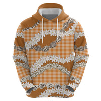 Orange Hawaii Tiare and Shell Lei Zip Hoodie Hawaiian Palaka Luxury Vibes LT14 - Polynesian Pride