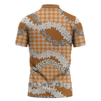 Orange Hawaii Tiare and Shell Lei Zipper Polo Shirt Hawaiian Palaka Luxury Vibes LT14 - Polynesian Pride