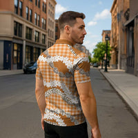 Orange Hawaii Tiare and Shell Lei Zipper Polo Shirt Hawaiian Palaka Luxury Vibes LT14 - Polynesian Pride