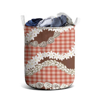 Red Hawaii Tiare and Shell Lei Laundry Basket Hawaiian Palaka Luxury Vibes LT14 - Polynesian Pride