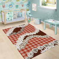 Red Hawaii Tiare and Shell Lei Area Rug Hawaiian Palaka Luxury Vibes - Polynesian Pride
