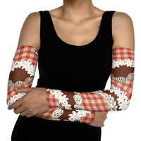 Red Hawaii Tiare and Shell Lei Arm Sleeves Hawaiian Palaka Luxury Vibes LT14 - Polynesian Pride