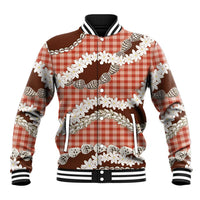 Red Hawaii Tiare and Shell Lei Baseball Jacket Hawaiian Palaka Luxury Vibes LT14 Unisex Red - Polynesian Pride