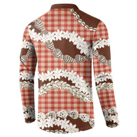 Red Hawaii Tiare and Shell Lei Button Sweatshirt Hawaiian Palaka Luxury Vibes LT14 - Polynesian Pride