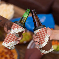 Red Hawaii Tiare and Shell Lei 4 in 1 Can Cooler Tumbler Hawaiian Palaka Luxury Vibes - Polynesian Pride