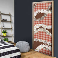 Red Hawaii Tiare and Shell Lei Door Cover Hawaiian Palaka Luxury Vibes LT14 - Polynesian Pride