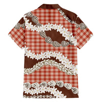 Red Hawaii Tiare and Shell Lei Family Matching Long Sleeve Bodycon Dress and Hawaiian Shirt Hawaiian Palaka Luxury Vibes - Polynesian Pride