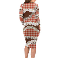 Red Hawaii Tiare and Shell Lei Family Matching Long Sleeve Bodycon Dress and Hawaiian Shirt Hawaiian Palaka Luxury Vibes - Polynesian Pride