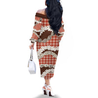Red Hawaii Tiare and Shell Lei Family Matching Off The Shoulder Long Sleeve Dress and Hawaiian Shirt Hawaiian Palaka Luxury Vibes - Polynesian Pride
