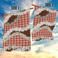 Red Hawaii Tiare and Shell Lei Garden Flag Hawaiian Palaka Luxury Vibes - Polynesian Pride