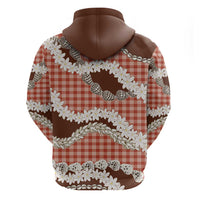 Red Hawaii Tiare and Shell Lei Hoodie Hawaiian Palaka Luxury Vibes - Polynesian Pride