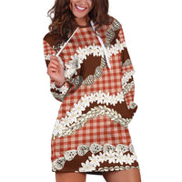 Red Hawaii Tiare and Shell Lei Hoodie Dress Hawaiian Palaka Luxury Vibes - Polynesian Pride