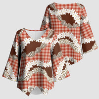 Red Hawaii Tiare and Shell Lei Kimono Sleeve Blouse Hawaiian Palaka Luxury Vibes LT14 - Polynesian Pride