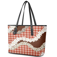 Red Hawaii Tiare and Shell Lei Leather Tote Bag Hawaiian Palaka Luxury Vibes LT14 - Polynesian Pride