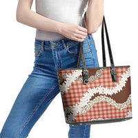 Red Hawaii Tiare and Shell Lei Leather Tote Bag Hawaiian Palaka Luxury Vibes LT14 - Polynesian Pride