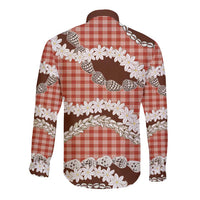 Red Hawaii Tiare and Shell Lei Long Sleeve Button Shirt Hawaiian Palaka Luxury Vibes LT14 - Polynesian Pride