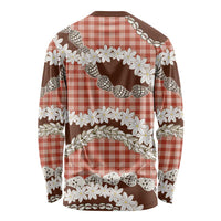Red Hawaii Tiare and Shell Lei Long Sleeve Shirt Hawaiian Palaka Luxury Vibes LT14 - Polynesian Pride