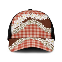 Red Hawaii Tiare and Shell Lei Mesh Trucker Cap Hawaiian Palaka Luxury Vibes - Polynesian Pride