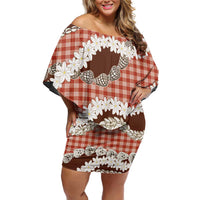 Red Hawaii Tiare and Shell Lei Off Shoulder Short Dress Hawaiian Palaka Luxury Vibes - Polynesian Pride