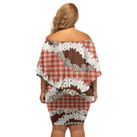 Red Hawaii Tiare and Shell Lei Off Shoulder Short Dress Hawaiian Palaka Luxury Vibes - Polynesian Pride