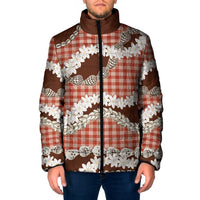 Red Hawaii Tiare and Shell Lei Padded Jacket Hawaiian Palaka Luxury Vibes LT14 Men Red - Polynesian Pride