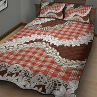 Red Hawaii Tiare and Shell Lei Quilt Bed Set Hawaiian Palaka Luxury Vibes - Polynesian Pride