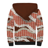 Red Hawaii Tiare and Shell Lei Sherpa Hoodie Hawaiian Palaka Luxury Vibes - Polynesian Pride