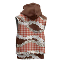 Red Hawaii Tiare and Shell Lei Sleeveless Hoodie Hawaiian Palaka Luxury Vibes LT14 - Polynesian Pride