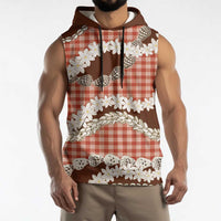 Red Hawaii Tiare and Shell Lei Sleeveless Hoodie Hawaiian Palaka Luxury Vibes LT14 - Polynesian Pride