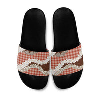 Red Hawaii Tiare and Shell Lei Slide Sandals Hawaiian Palaka Luxury Vibes - Polynesian Pride