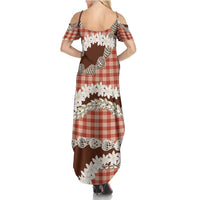 Red Hawaii Tiare and Shell Lei Summer Maxi Dress Hawaiian Palaka Luxury Vibes LT14 - Polynesian Pride