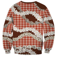 Red Hawaii Tiare and Shell Lei Sweatshirt Hawaiian Palaka Luxury Vibes LT14 - Polynesian Pride