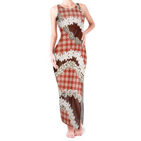 Red Hawaii Tiare and Shell Lei Tank Maxi Dress Hawaiian Palaka Luxury Vibes - Polynesian Pride