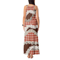 Red Hawaii Tiare and Shell Lei Tank Maxi Dress Hawaiian Palaka Luxury Vibes - Polynesian Pride