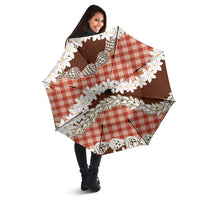 Red Hawaii Tiare and Shell Lei Umbrella Hawaiian Palaka Luxury Vibes LT14 - Polynesian Pride