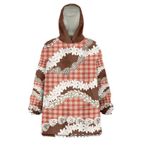 Red Hawaii Tiare and Shell Lei Wearable Blanket Hoodie Hawaiian Palaka Luxury Vibes LT14 One Size Red - Polynesian Pride