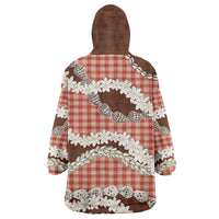 Red Hawaii Tiare and Shell Lei Wearable Blanket Hoodie Hawaiian Palaka Luxury Vibes LT14 - Polynesian Pride