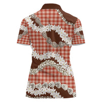 Red Hawaii Tiare and Shell Lei Women Polo Shirt Hawaiian Palaka Luxury Vibes - Polynesian Pride