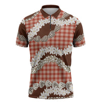 Red Hawaii Tiare and Shell Lei Zipper Polo Shirt Hawaiian Palaka Luxury Vibes LT14 Red - Polynesian Pride