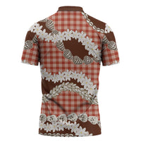 Red Hawaii Tiare and Shell Lei Zipper Polo Shirt Hawaiian Palaka Luxury Vibes LT14 - Polynesian Pride
