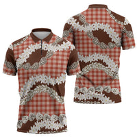 Red Hawaii Tiare and Shell Lei Zipper Polo Shirt Hawaiian Palaka Luxury Vibes LT14 - Polynesian Pride