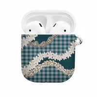 Dark Cyan Hawaii Tiare and Shell Lei AirPods Case Hawaiian Palaka Luxury Vibes LT14 Dark Cyan - Polynesian Pride