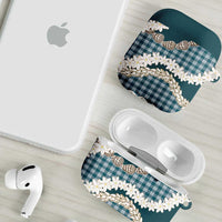 Dark Cyan Hawaii Tiare and Shell Lei AirPods Case Hawaiian Palaka Luxury Vibes LT14 - Polynesian Pride