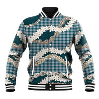 Dark Cyan Hawaii Tiare and Shell Lei Baseball Jacket Hawaiian Palaka Luxury Vibes LT14 Unisex Dark Cyan - Polynesian Pride