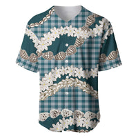 Dark Cyan Hawaii Tiare and Shell Lei Baseball Jersey Hawaiian Palaka Luxury Vibes LT14 Dark Cyan - Polynesian Pride