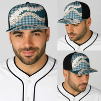 Dark Cyan Hawaii Tiare and Shell Lei Baseball Net Cap Hawaiian Palaka Luxury Vibes LT14 - Polynesian Pride