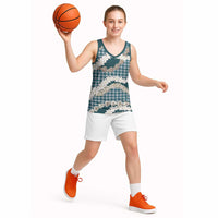 Dark Cyan Hawaii Tiare and Shell Lei Basketball Jersey Hawaiian Palaka Luxury Vibes LT14 - Polynesian Pride