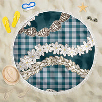 Dark Cyan Hawaii Tiare and Shell Lei Beach Blanket Hawaiian Palaka Luxury Vibes - Polynesian Pride